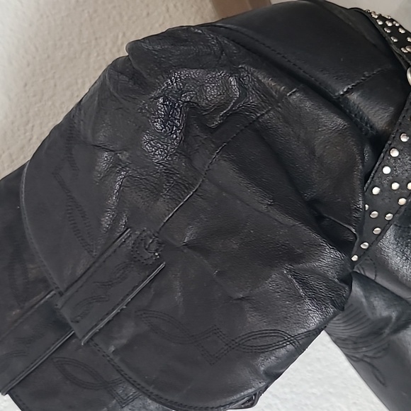 Shyanne black leather slouch cowboy boots size 9.5 - Picture 8 of 12